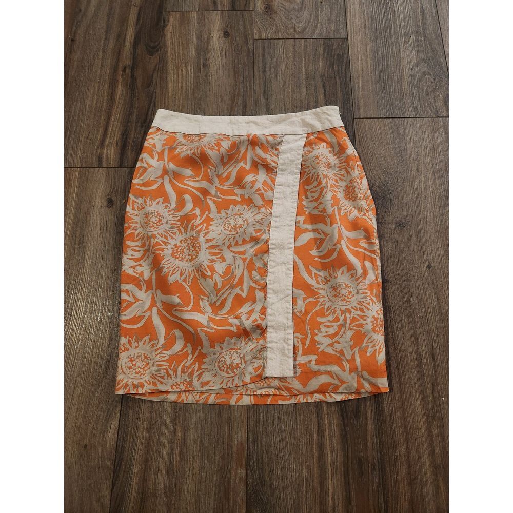Debbie‎ Shuchat Tan and Orange Knee Length Skirt Women's Size 2